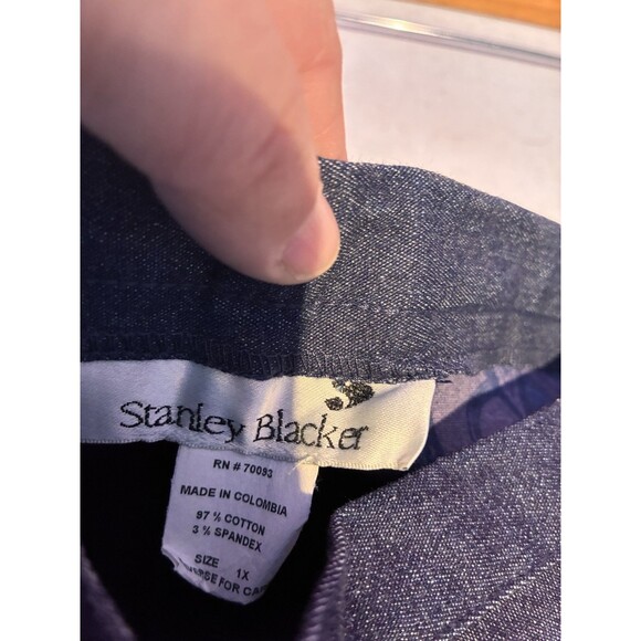 Stanley Blacker Denim Pants 1X Plus Size NWT Cuffed Paisley Hem Cropped Jeans - Picture 3 of 12